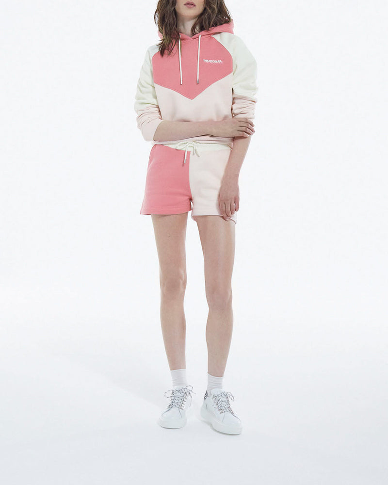 Short Rose Et Écru Coton Modal À Logo - Femme