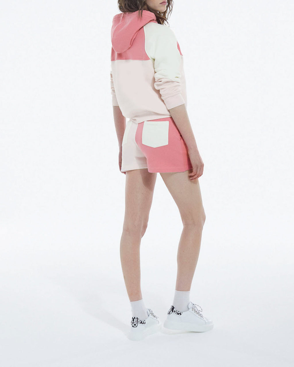 The Kooples - Short Rose Et Écru Coton Modal À Logo - Femme