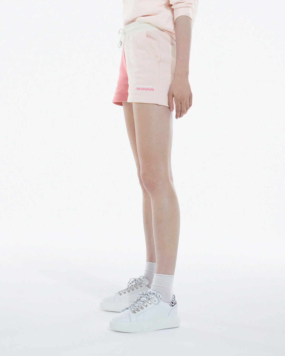 The Kooples - Short Rose Et Écru Coton Modal À Logo - Femme