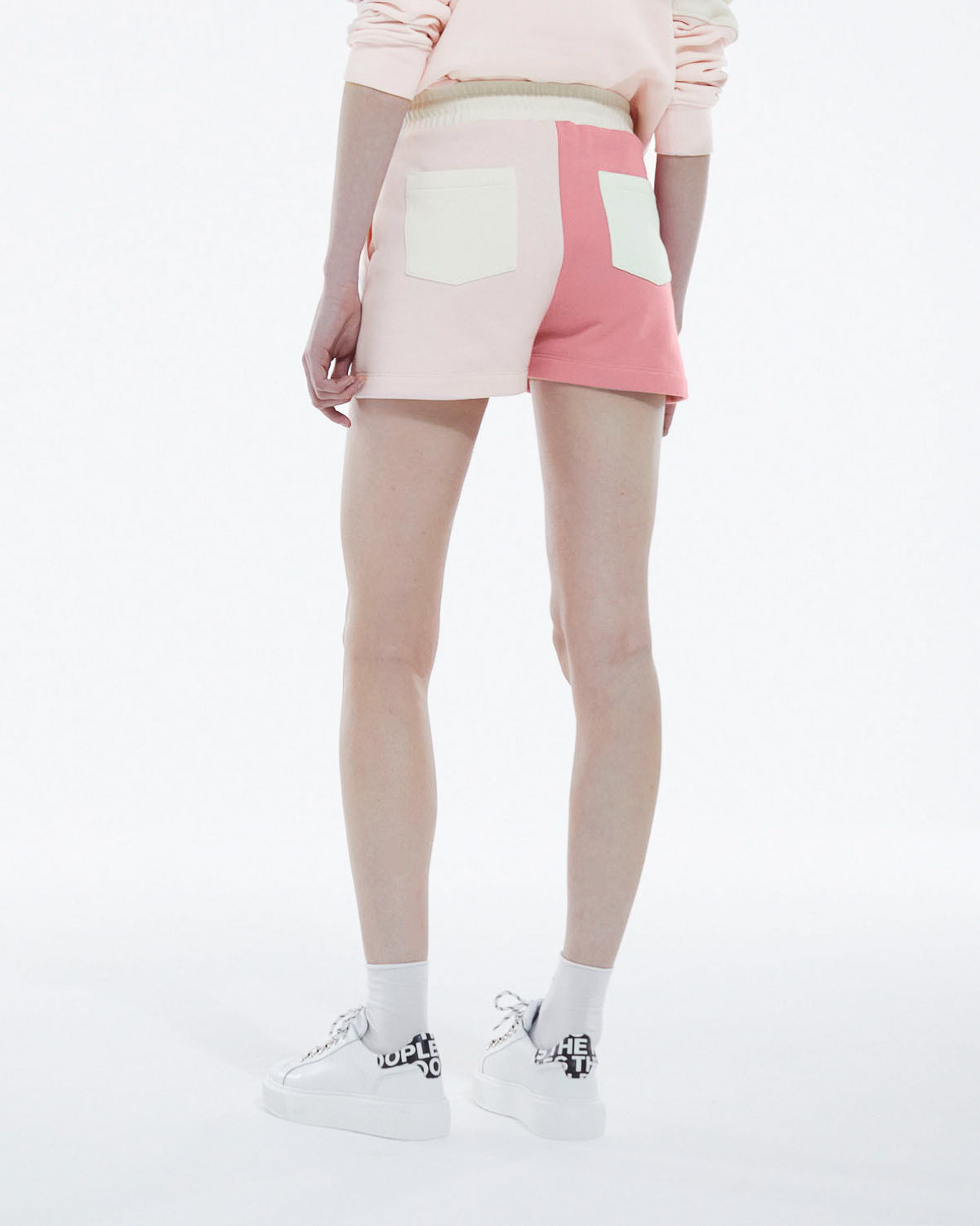 The Kooples - Short Rose Et Écru Coton Modal À Logo - Femme