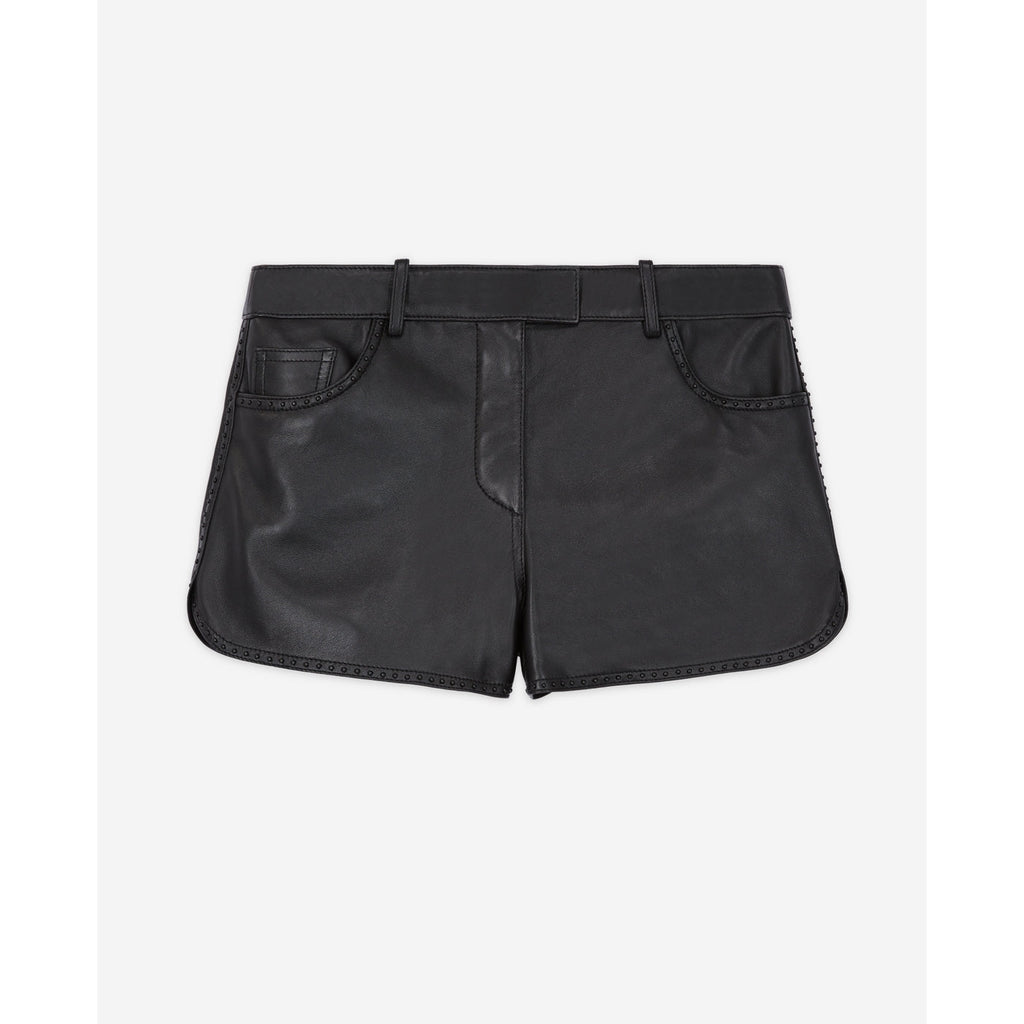 The Kooples - Lambskin Leather Shorts - Black - Women