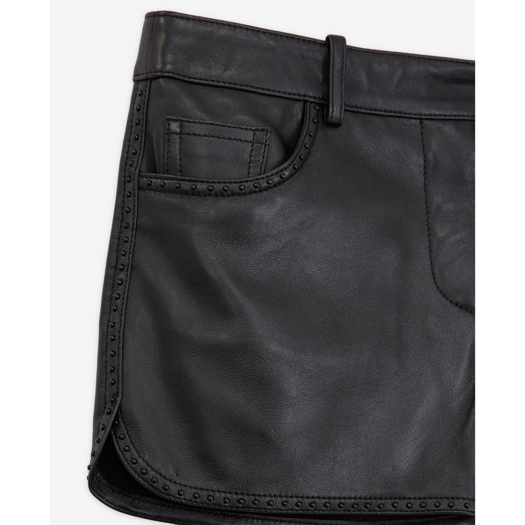 The Kooples - Lambskin Leather Shorts - Black - Women