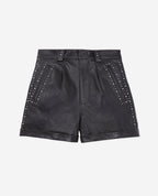 The Kooples - Lambskin Leather Shorts - Black - Women