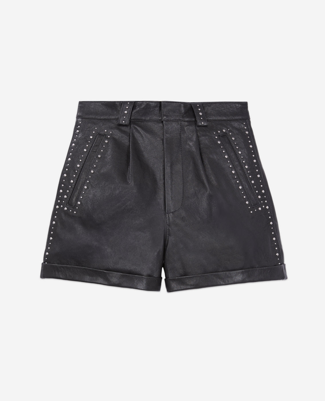 The Kooples - Lambskin Leather Shorts - Black - Women
