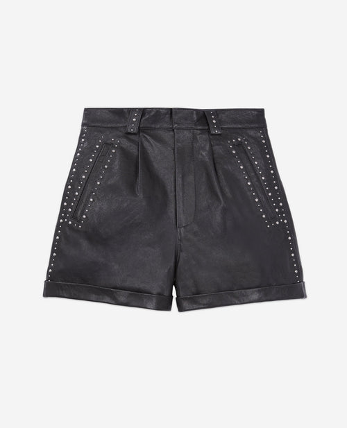 Shorts de piel de oveja - Negro - Mujer