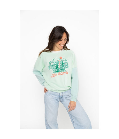 Sweat Cameron Bicolore Club Palmeria - Light Aqua - Femme