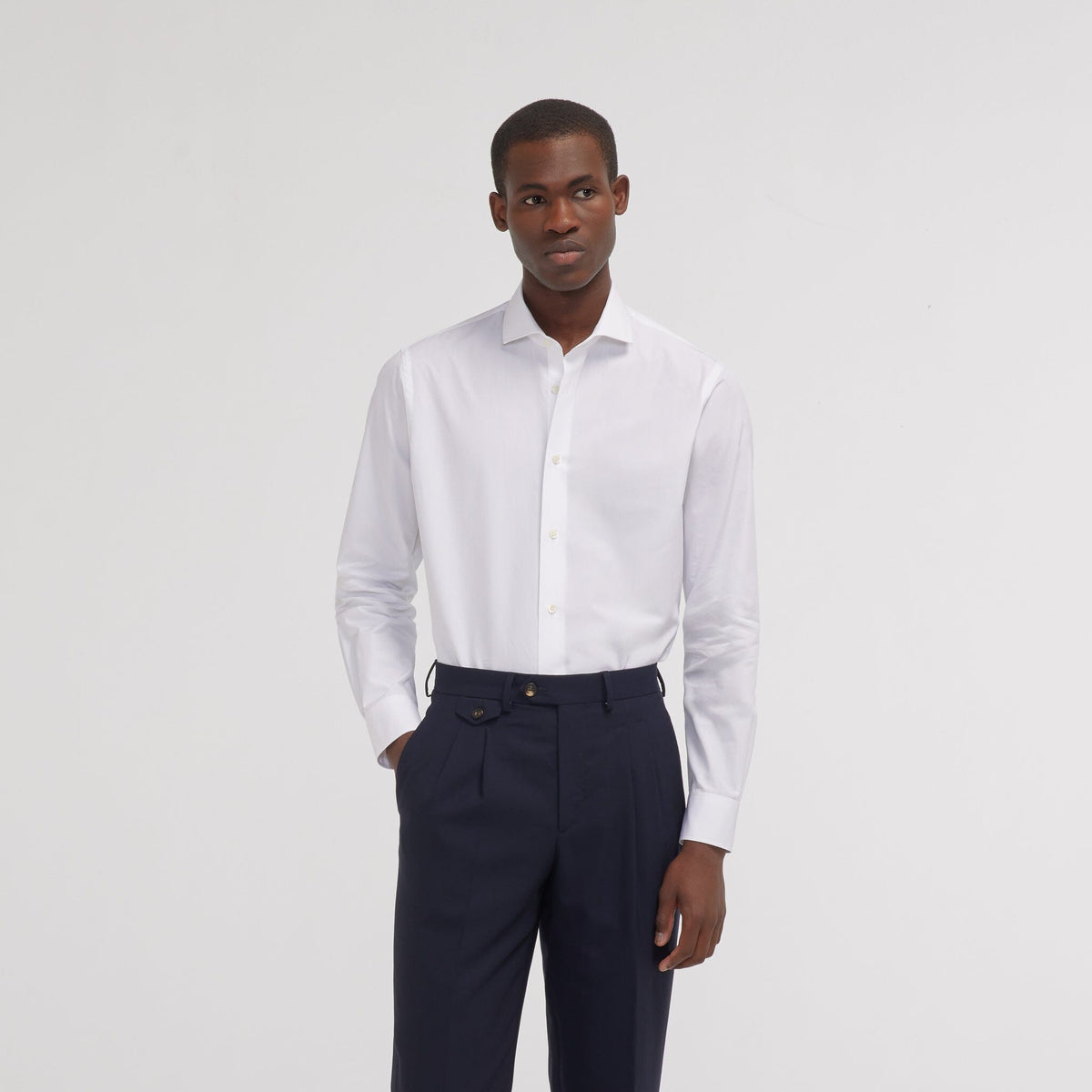 Chemise Premium Cintrée En Pinpoint Double Retors Blanche