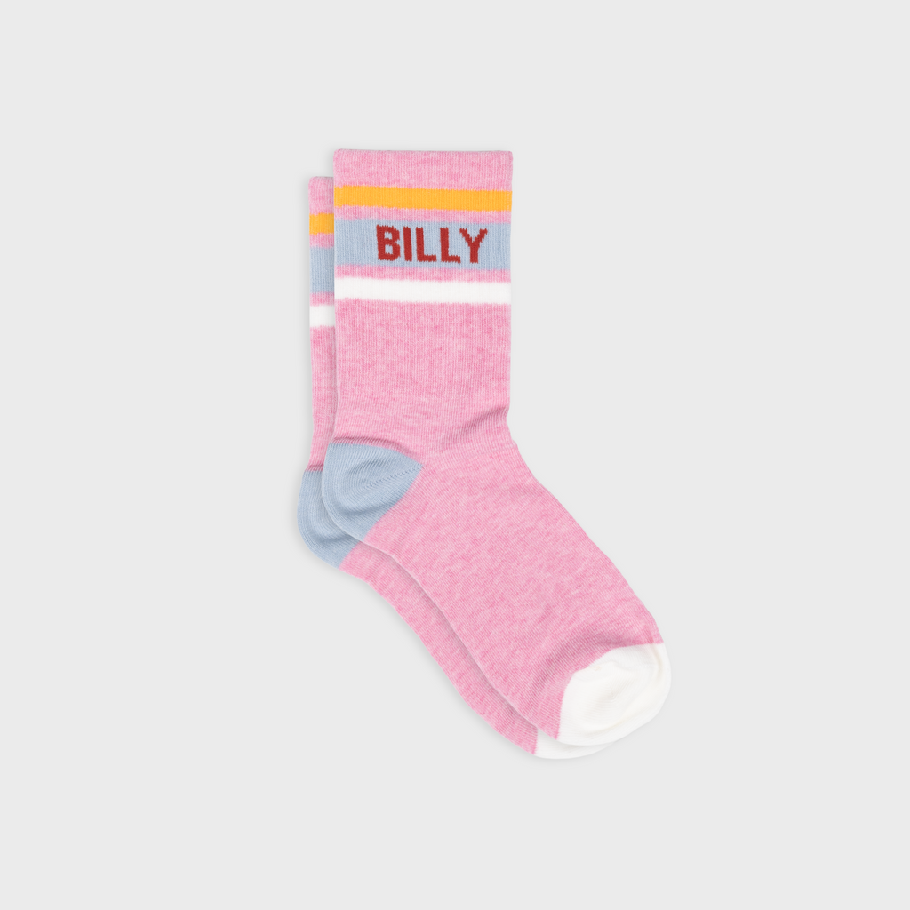 Chaussettes Tennis - Rose, Rayé Bleu Et Orange
