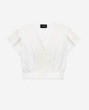 White Cotton Fitted Top Short Sleeves - Women