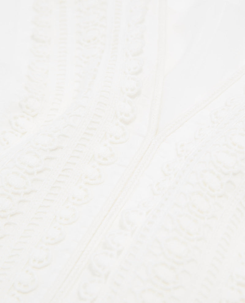 White Cotton Fitted Top Short Sleeves - Women