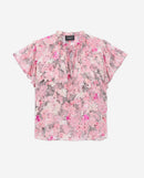 The Kooples - Top Fluide Rose Imprimé Fleuri Volants - Femme