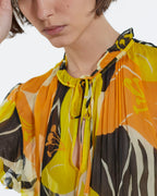 The Kooples - Top Amarillo Estampado Fluido Con Volantes - Mujer