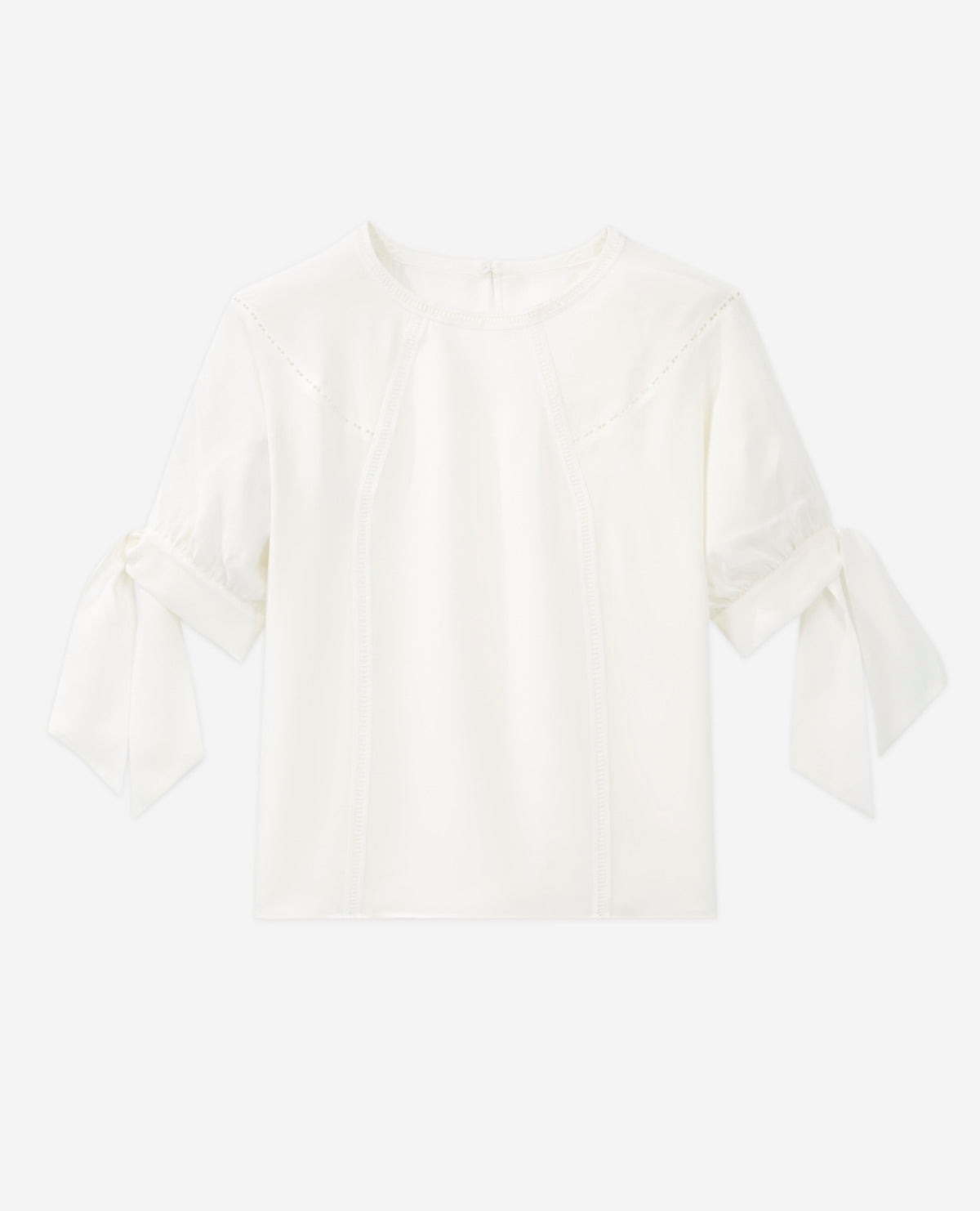 The Kooples - Top Blanc Soie Manches Trois-Quarts Gallon - Femme