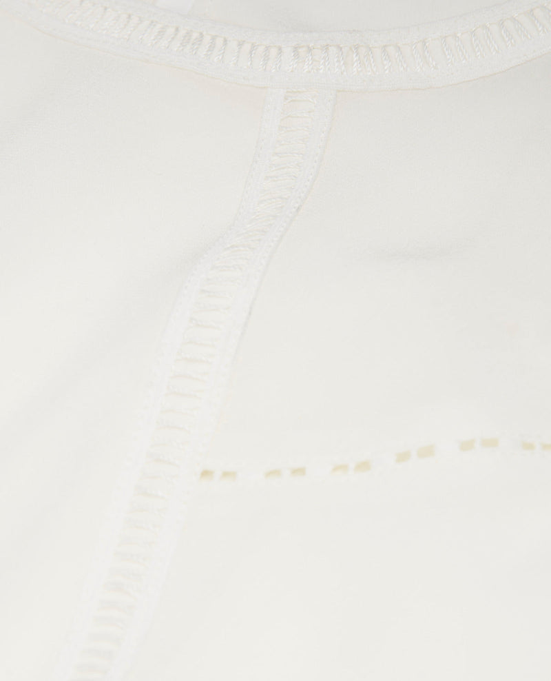 The Kooples - Top Blanc Soie Manches Trois-Quarts Gallon - Femme