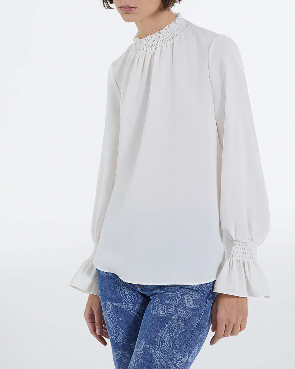The Kooples - Blouse En Crêpe - Off Blanc - Femme