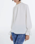 The Kooples - Blouse En Crêpe - Off Blanc - Femme
