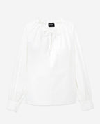 The Kooples - Top Coton Blanc Froncé Col Goutte À Liens - Femme