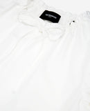 Top de algodón blanco con cuello caído fruncido y lazos - Mujer