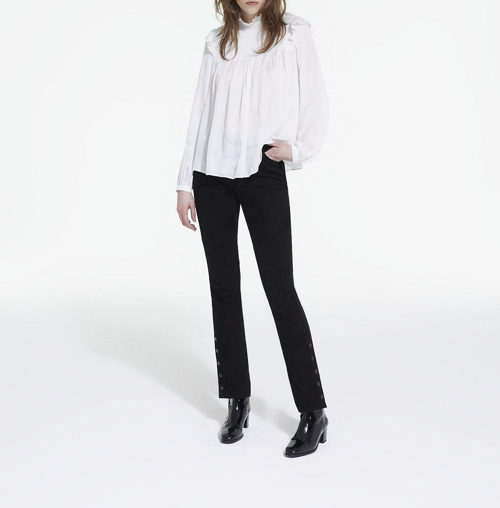 The Kooples - Top Manga Larga con Cuello Smock - Mujer