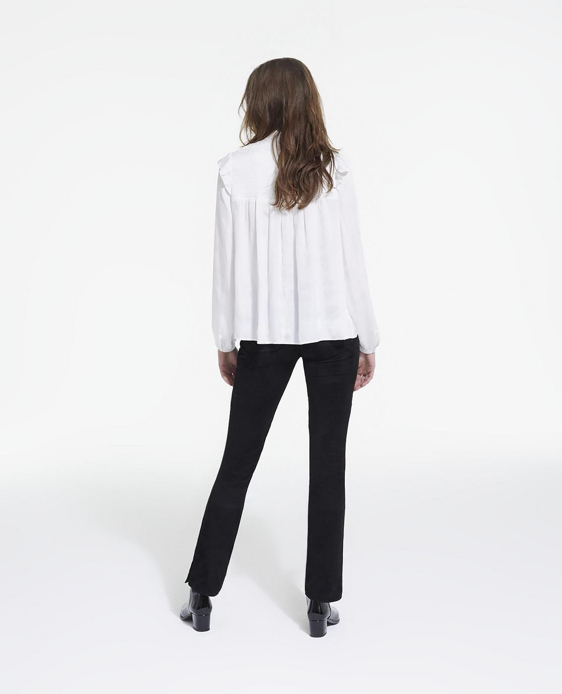 The Kooples - Top Manga Larga con Cuello Smock - Mujer