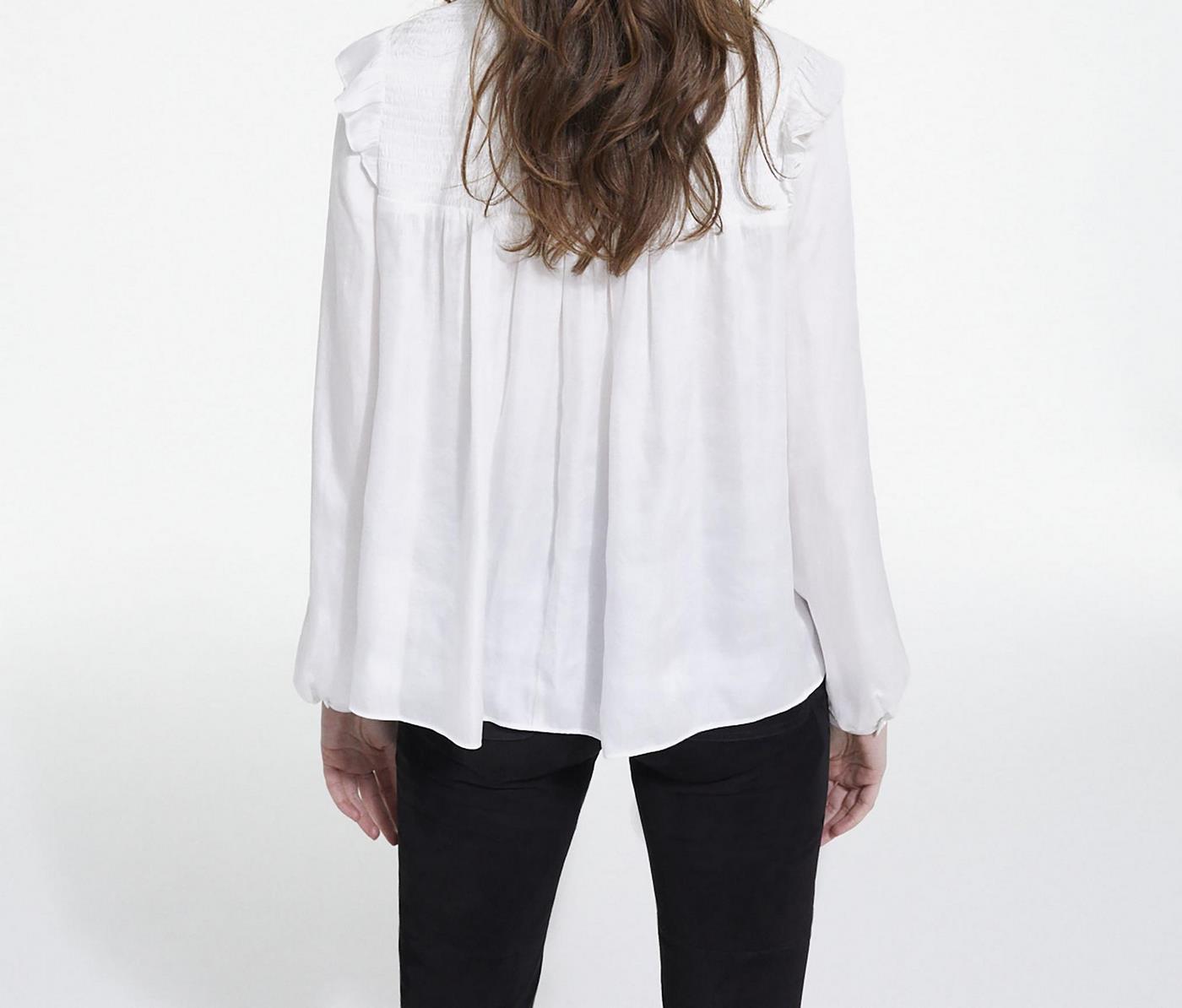 The Kooples - Top Manga Larga con Cuello Smock - Mujer