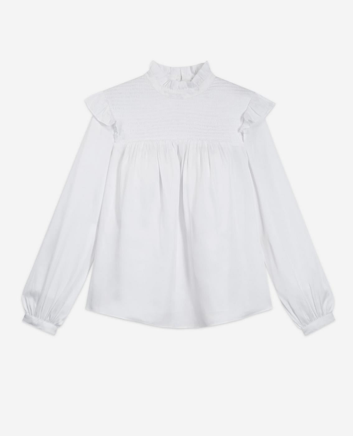 The Kooples - Top Manga Larga con Cuello Smock - Mujer
