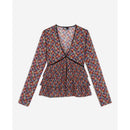 The Kooples - Top A Manches Longues Decollete V Avec Volants Plisses - Femme