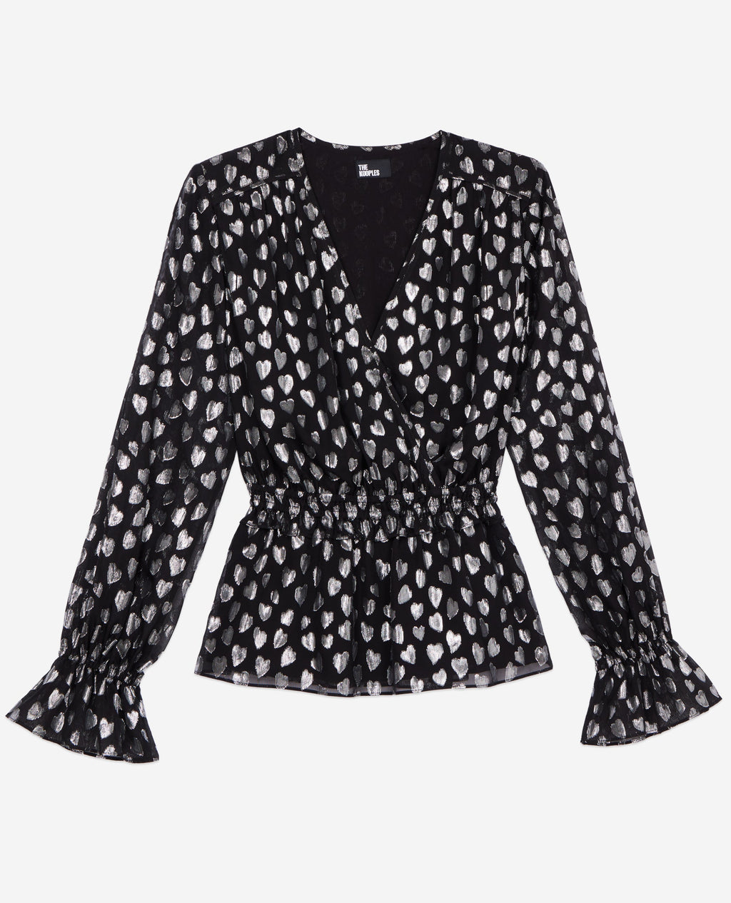 The Kooples - Top A Petits Coeurs Macnhe Longues Taille Elastiquee