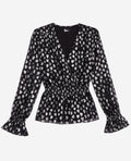 The Kooples - Top A Petits Coeurs Macnhe Longues Taille Elastiquee