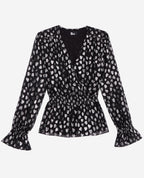 The Kooples - Top A Petits Coeurs Macnhe Longues Taille Elastiquee