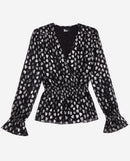 Top A Petits Coeurs Macnhe Longues Taille Elastiquee