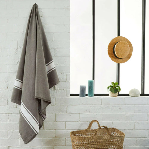 Fouta Tissage Plat Taupe - 100 x 200 cm | Beach Towel