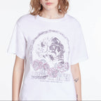 The Kooples - Camiseta de Manga Corta con Estampado Skull And Roses - Mujer