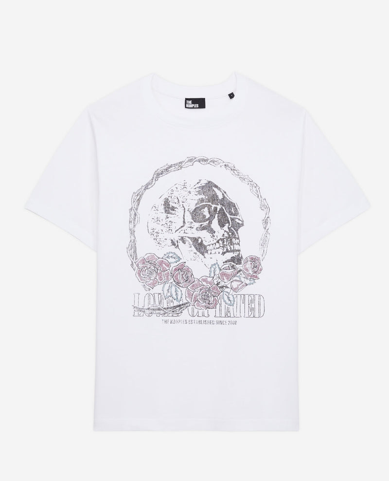 The Kooples - T-Shirt Manches Courtes Avec Print Skull And Roses - Femme