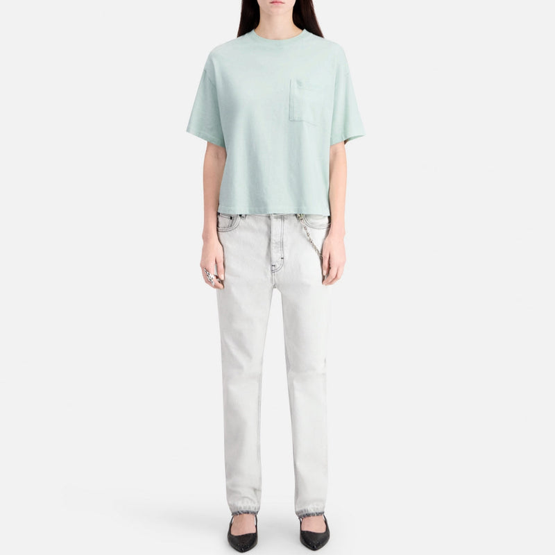 T-Shirt Cropped A Poche Poitrine - Femme