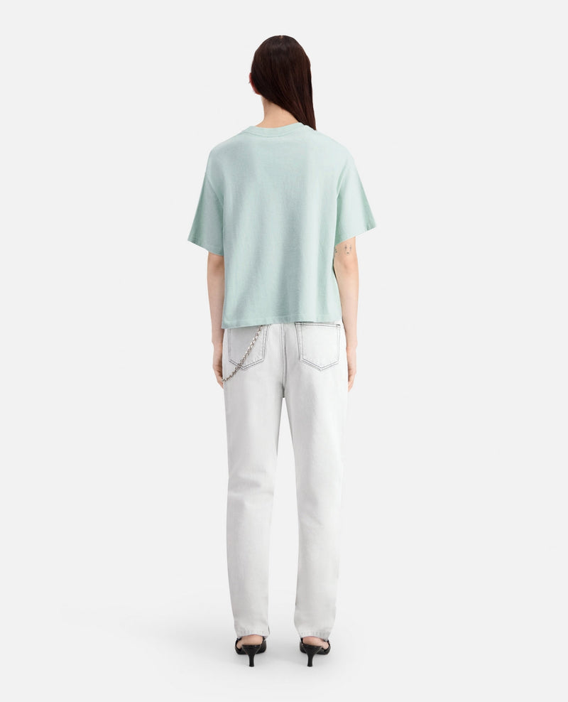 T-Shirt Cropped A Poche Poitrine - Femme