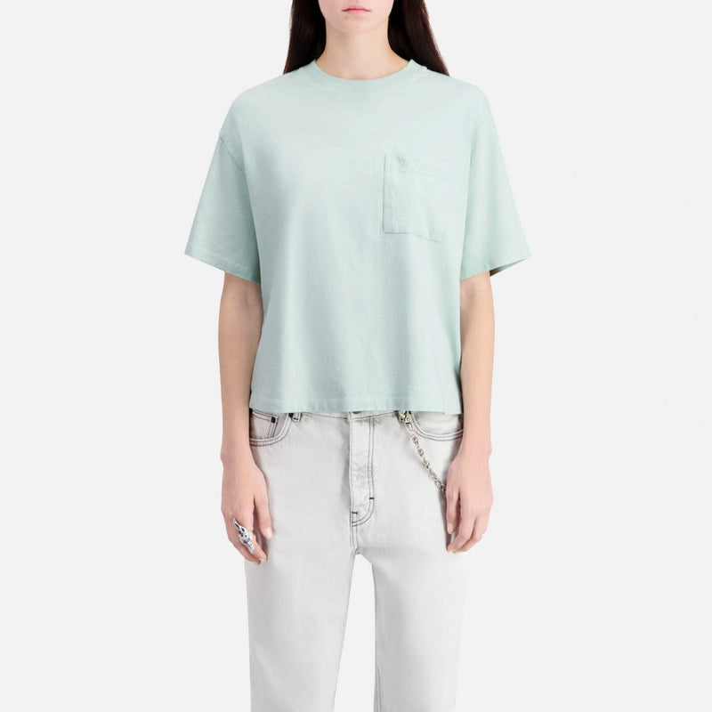 T-Shirt Cropped A Poche Poitrine - Femme