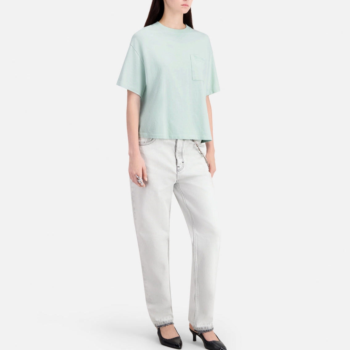 The Kooples - Cropped T-shirt med brystlomme - Dame