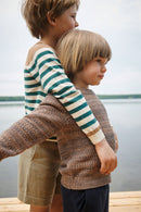 Light organic cotton sweater deep green/ecru label GOTS - FUB selection on amaetc.com, eco friendly concept store for children