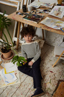 Jersey crudo/azul marino oscuro de lana merino certificada OEKO-TEX - Selección FUB en amaetc.com, concept store ecológico para niños