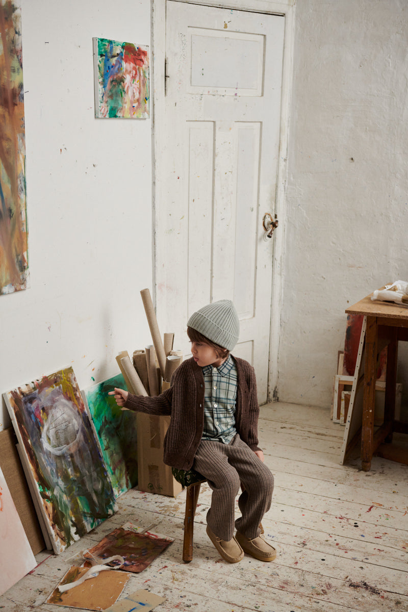 Cárdigan de lana de cordero pecana con certificado OEKO-TEX - Selección FUB en amaetc.com, concept store ecológico para niños