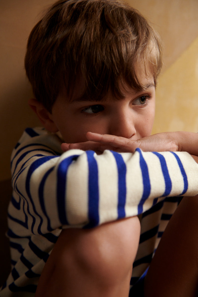 Top algodón orgánico crudo/cobalto marca GOTS - Selección FUB en amaetc.com, concept store ecológico para niños