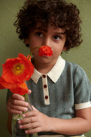 Fub - Polo Zigzag De Algodón Orgánico Crudo/Verde Profundo