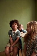 Fub - Polo Zigzag De Algodón Orgánico Crudo/Verde Profundo