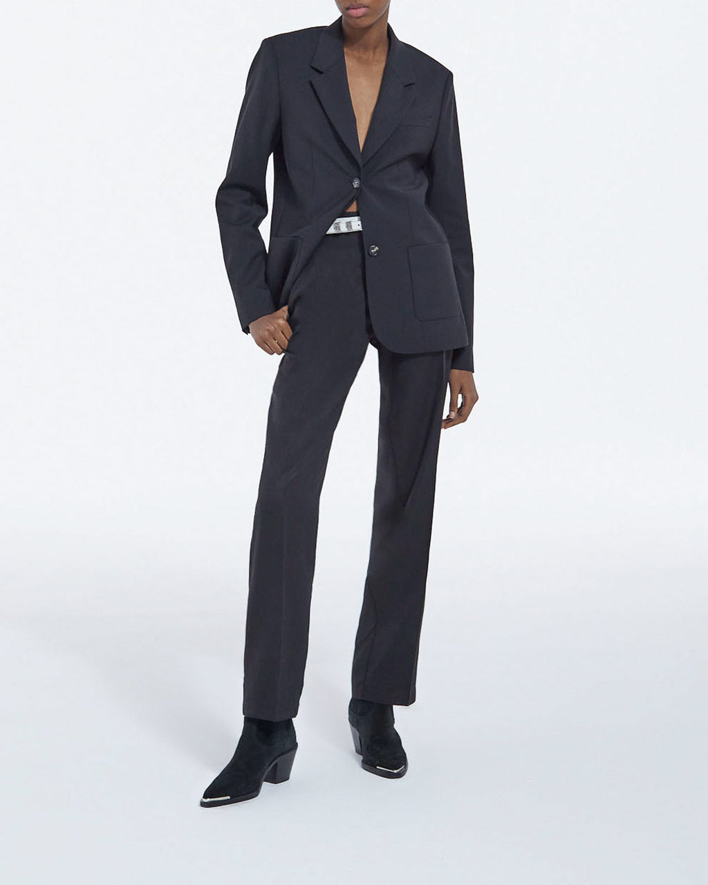 The Kooples - Chaqueta de Traje Recta en Lana - Negro - Mujer
