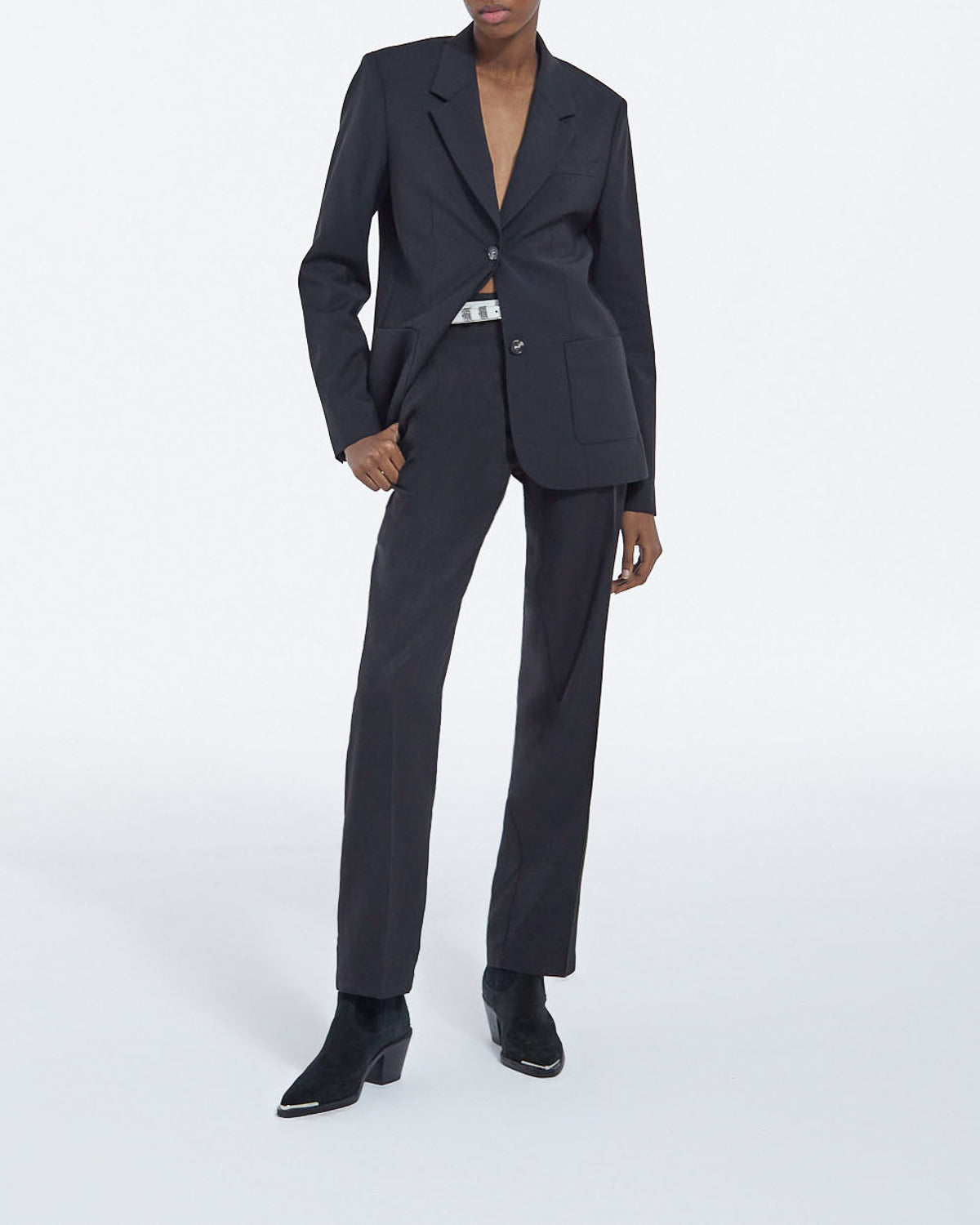 The Kooples - Chaqueta de Traje Recta en Lana - Negro - Mujer