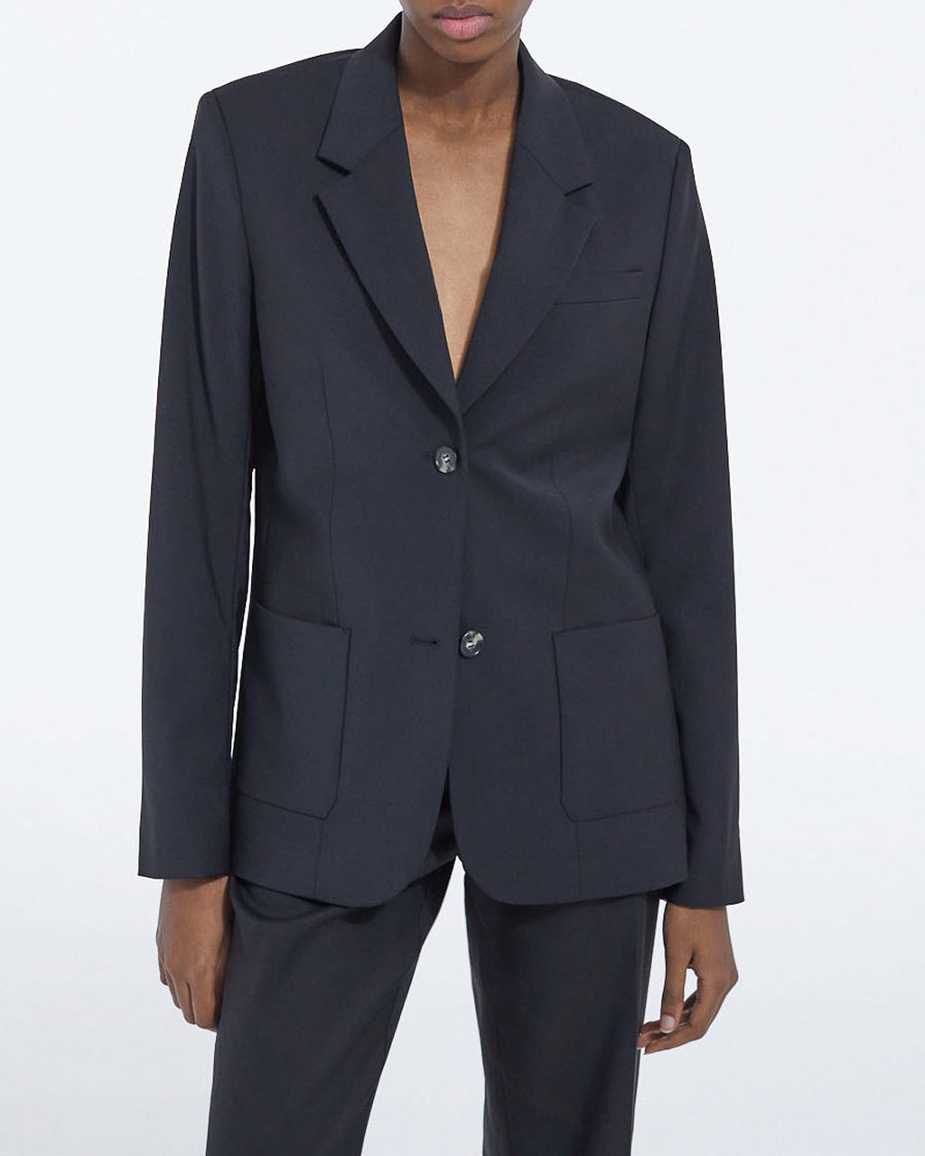 The Kooples - Chaqueta de Traje Recta en Lana - Negro - Mujer