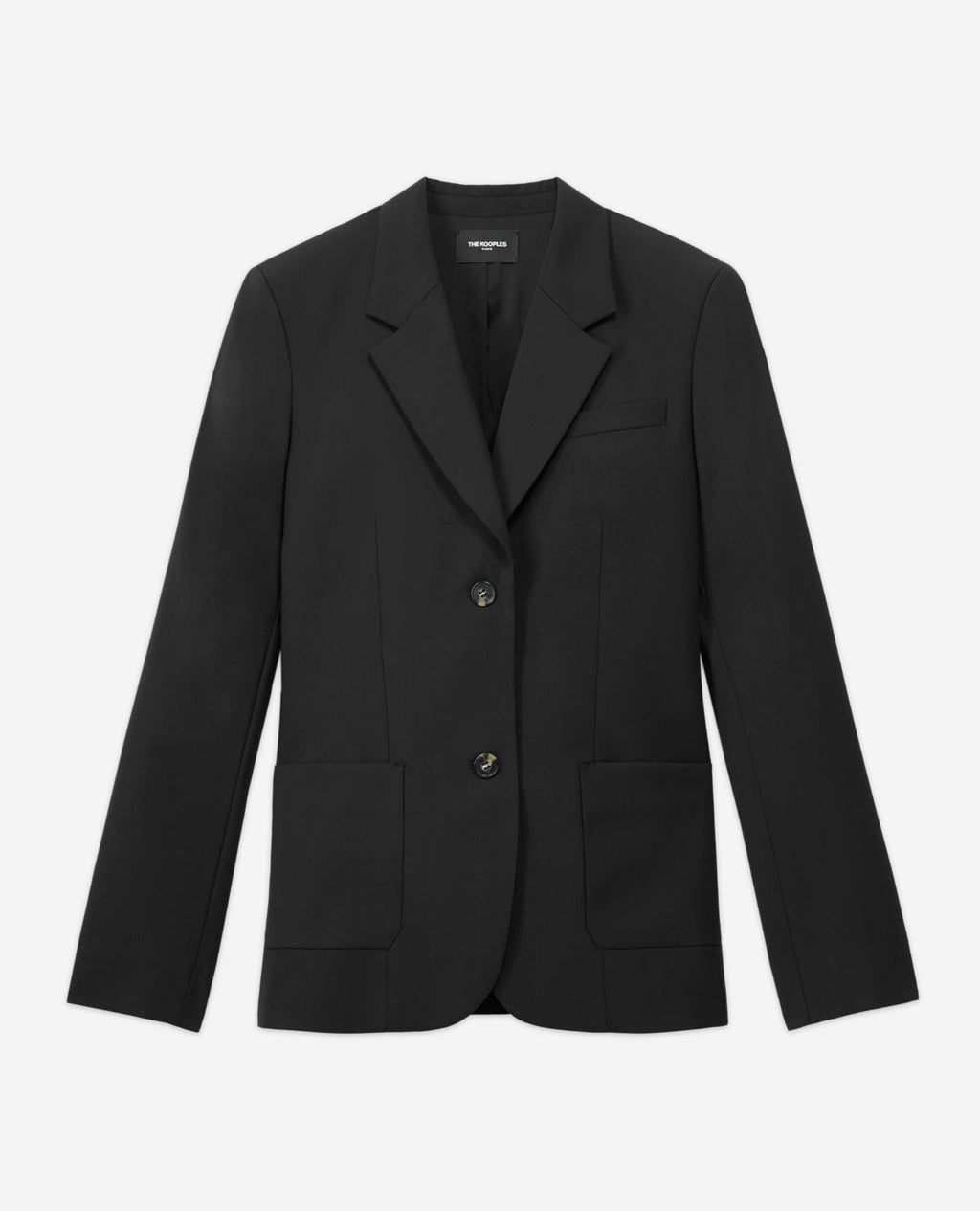 The Kooples - Chaqueta de Traje Recta en Lana - Negro - Mujer