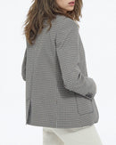 Chaqueta de vestir con estampado de pata de gallo - Beige-Marrón - Mujer