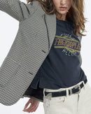 Chaqueta de vestir con estampado de pata de gallo - Beige-Marrón - Mujer
